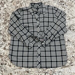 Talbots Women's 0X Black and White Button-Down Shirt | Casual Blouse EUC